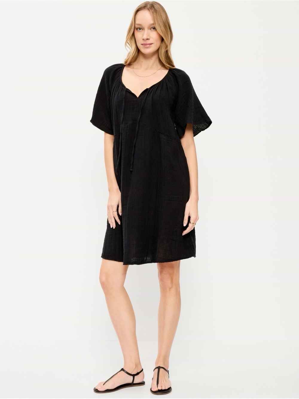 NWT Old Navy Black Gauze Flutter Sleeve Mini Dress XXL Tall